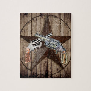 rustic western country texas star cowboy pistols legpuzzel