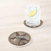 rustic western country texas star cowboy pistols zandsteen onderzetter (Zijkant)