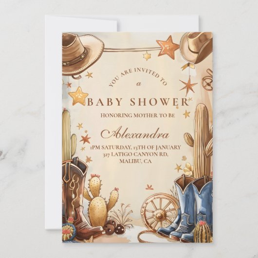 Rustic Western Cowboy Baby Shower Kaart (Voorkant)
