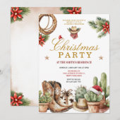 Rustic Western Cowboy Boots & Cactus Holiday  Kaart (Voorkant / Achterkant)