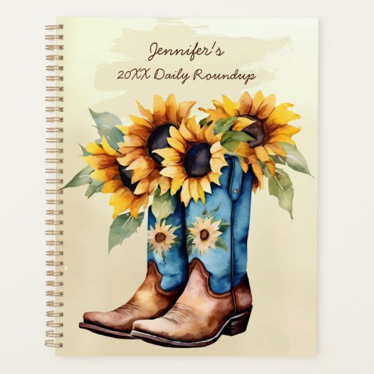 Rustic Western Cowboy Boots & Sunflowers (Devant)