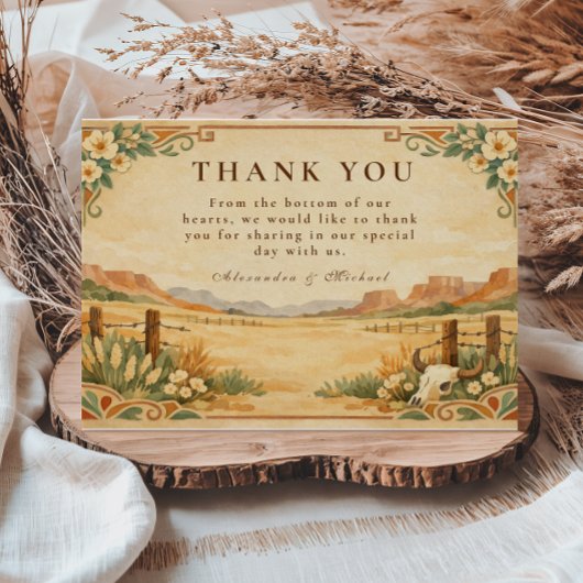 Rustic Western Desert Wedding Bedankkaart