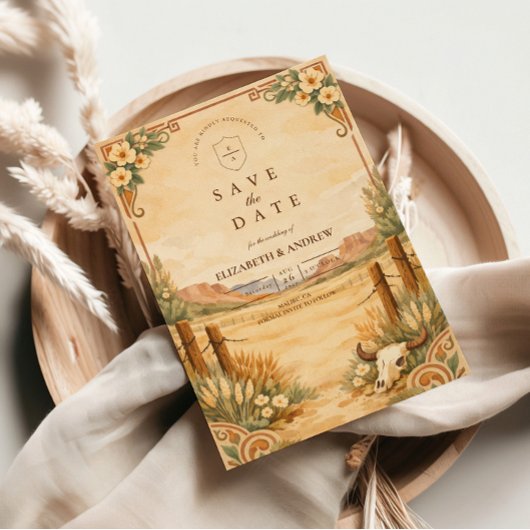 Rustic Western Desert Wedding Save The Date