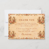 Rustic Western Floral Bridal Shower Bedankkaart (Voorkant)