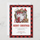 Rustic Western greeting card buffalo plaid style Feestdagenkaart (Voorkant)