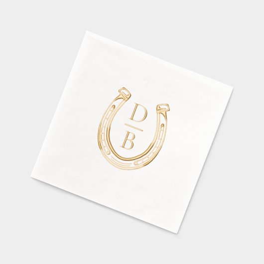 Rustic Western Horseshoe Custom Monogram Mariage (Gauche)