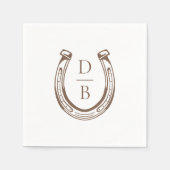 Rustic Western Horseshoe Custom Monogram Wedding Servet (Voorkant)