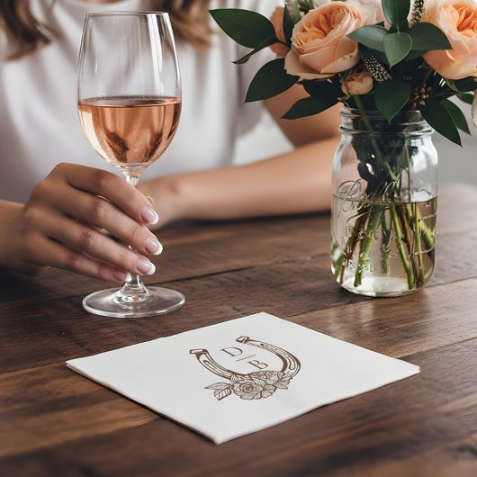 Rustic Western Horseshoe Custom Monogram Wedding Servet