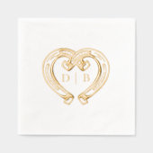 Rustic Western Horseshoe Heart Monogram Wedding Folie Servetten (Voorkant)