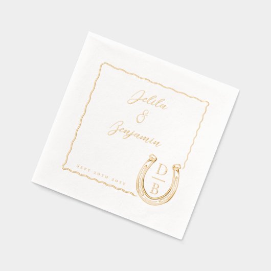 Rustic Western Horseshoe Name & Monogram Wedding (Gauche)