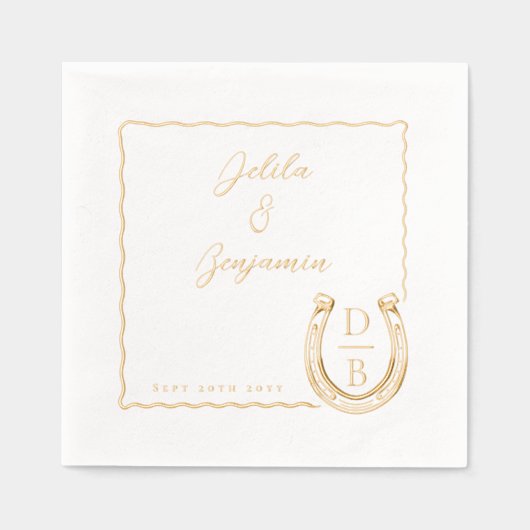Rustic Western Horseshoe Name & Monogram Wedding (Recto)