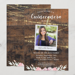 Rustic Western Quinceañera 15th Birthday Foto Kaart