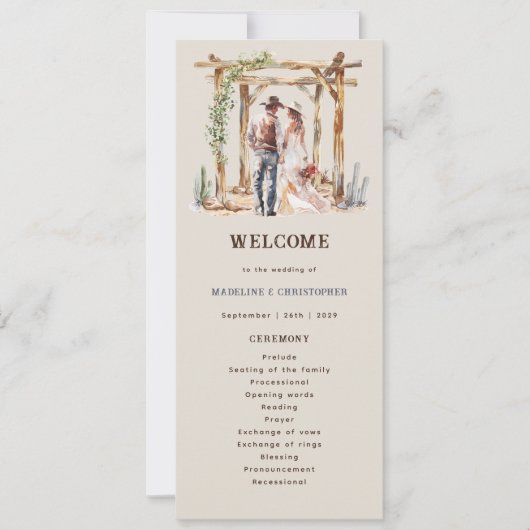 Rustic Western Ranch Programme de mariage (Devant)