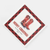 Rustic Western Red Black Tartan Holiday Napkins Servet (Hoek)