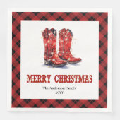 Rustic Western Red Black Tartan Holiday Napkins Servet (Voorkant)