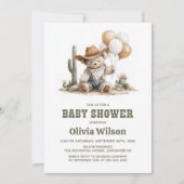 Rustic Western Teddy Bear Baby Shower Invitation Kaart (Voorkant)