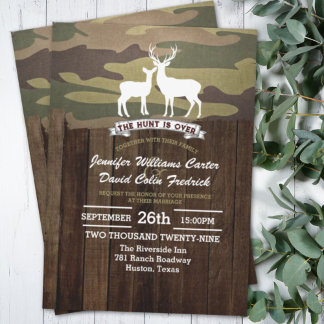 Rustic Western The Hunt Is Over Camouflage Wedding Kaart