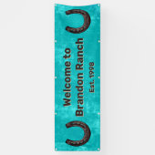 Rustic Western Turquoise Lucky Hoefijzer Welkom Spandoek (Verticaal)