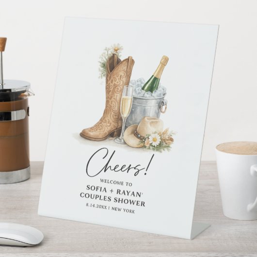 Rustic Western Wedding Invitation Reclamebord Met Voetstuk (Insitu)