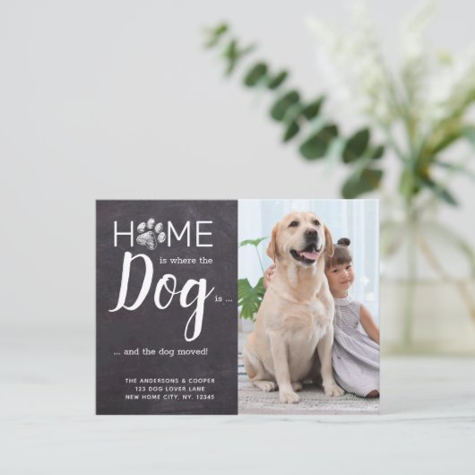 Rustic Weve Moved New Address Pet Photo Dog Moving Aankondigingskaart (Staand voorkant)