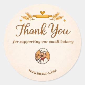 Rustic Wheat and Rolling Bakery Thank You  Ronde Sticker