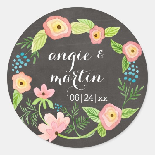 Rustic Whimsical Granny Chic Hipster Chalkboard Ronde Sticker (Voorkant)