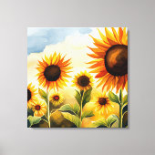 Rustic Whimsical Waterverf Sunflower Canvas Afdruk (Voorkant)