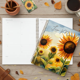 Rustic Whimsical Waterverf Sunflower Field Planner