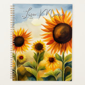 Rustic Whimsical Waterverf Sunflower Field Planner (Voorkant)