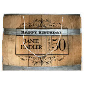 Rustic Whiskey Barrel 50th Birthday Groot Cadeauzakje (Voorkant)