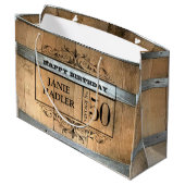 Rustic Whiskey Barrel 50th Birthday Groot Cadeauzakje (Achterkant Gekanteld)