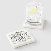 Rustic Whiskey Girl Stenen Onderzetter (Zijkant)