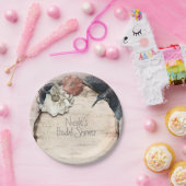 Rustic White Birch Floral & Hummingbird Elegant Papieren Bordje (Feest)