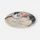 Rustic White Birch Floral & Hummingbird Elegant Papieren Bordje (Gekanteld)