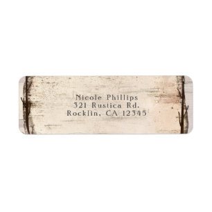 Rustic White Birch Floral & Hummingbird Invitation Etiket