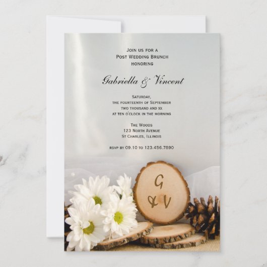 Rustic White Daisies Bossen Post Wedding Brunch Kaart (Voorkant)