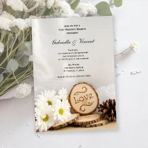 Rustic White Daisies Woodland Post Wedding Brunch Kaart