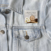 Rustic White Daisies Woodland Wedding Vierkante Button 5,1 Cm (In situ)