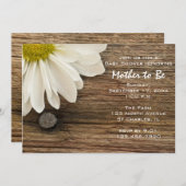 Rustic White Daisy en Barn Wood Baby shower Kaart (Voorkant / Achterkant)