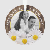 Rustic White Daisy Photo Wedding Save the Date Ornament (achterkant)