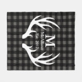 Rustic White Deer Antlers controleren naam spelden Fleece Deken (Voorkant (Horizontaal))