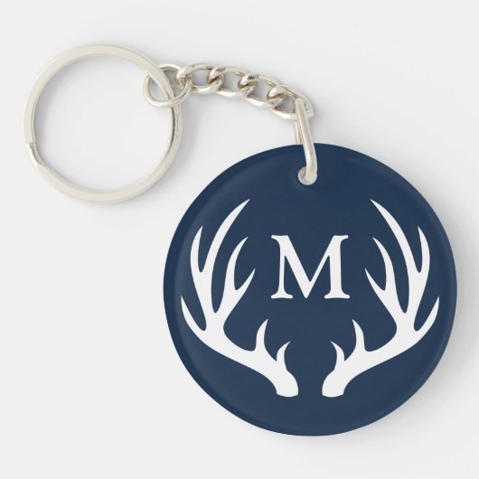 Rustic White Deer Antlers | Monogram Sleutelhanger (Voorkant)