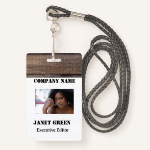 Rustic White Employee Photo ID Company Security Badge
