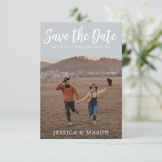 Rustic White Enregistrer la carte de date - Enregi (Debout devant)