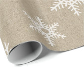 Rustic White Faux Burlap Snowflake Pattern Cadeaupapier (Rol Hoek)