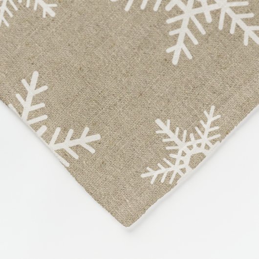 Rustic White Faux Burlap Snowflake Pattern Fleece Deken (Hoek)
