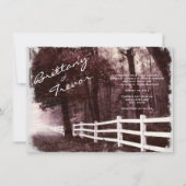 Rustic White Fence Forest Tree Wedding Invitations Kaart (Voorkant)