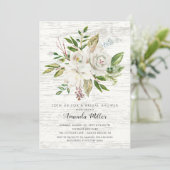 Rustic White Floral Bridal Shower Kaart (Staand voorkant)