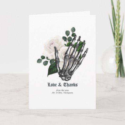 Rustic White Floral gothic Wedding Bedankkaart (Voorkant)
