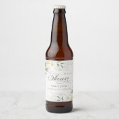Rustic White Greenery Floral Bunch Baby shower Bier Etiket (Voorkant)